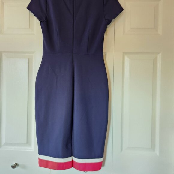 Boden Flora Ponte Midi V-Neckline Sheath Silhouette Short Sleeve Dress - Picture 4 of 14